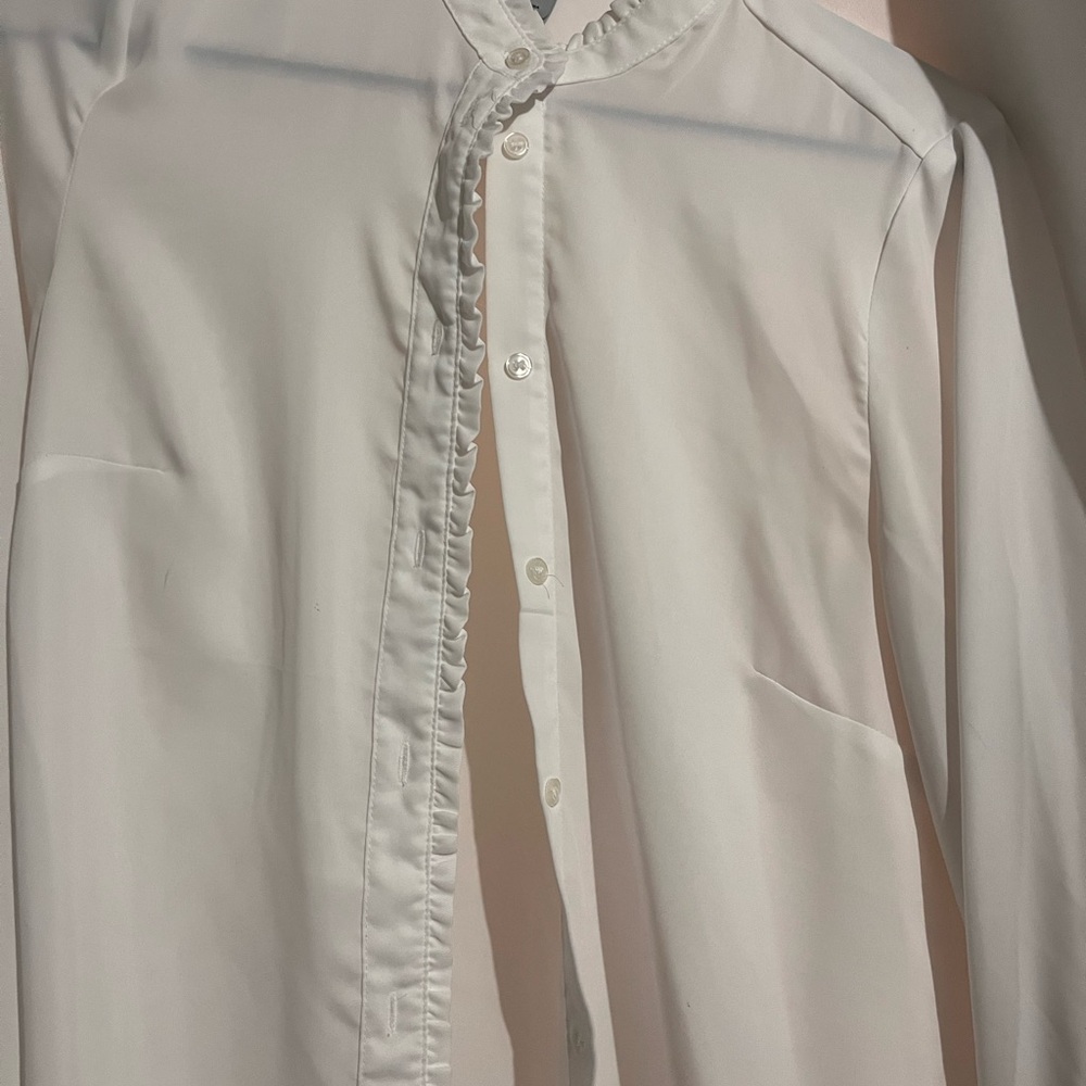 H&M White Blouse with Ruffle Detail